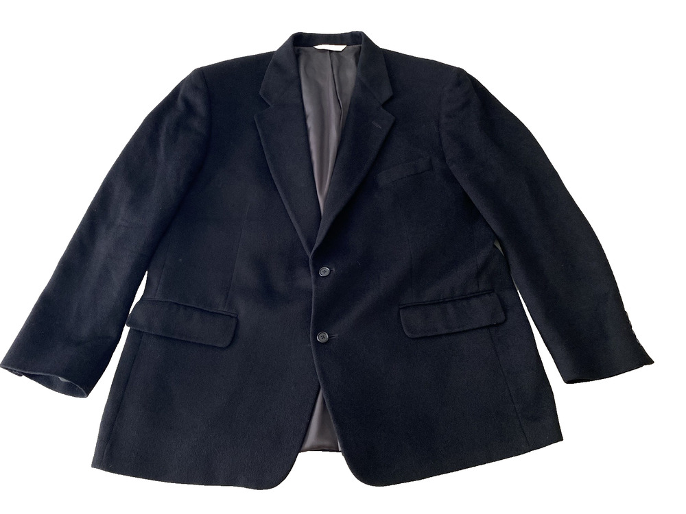 Vtg Evan Picone Mens Sport Coat Size 46R Black Camel Hair Old Money Business